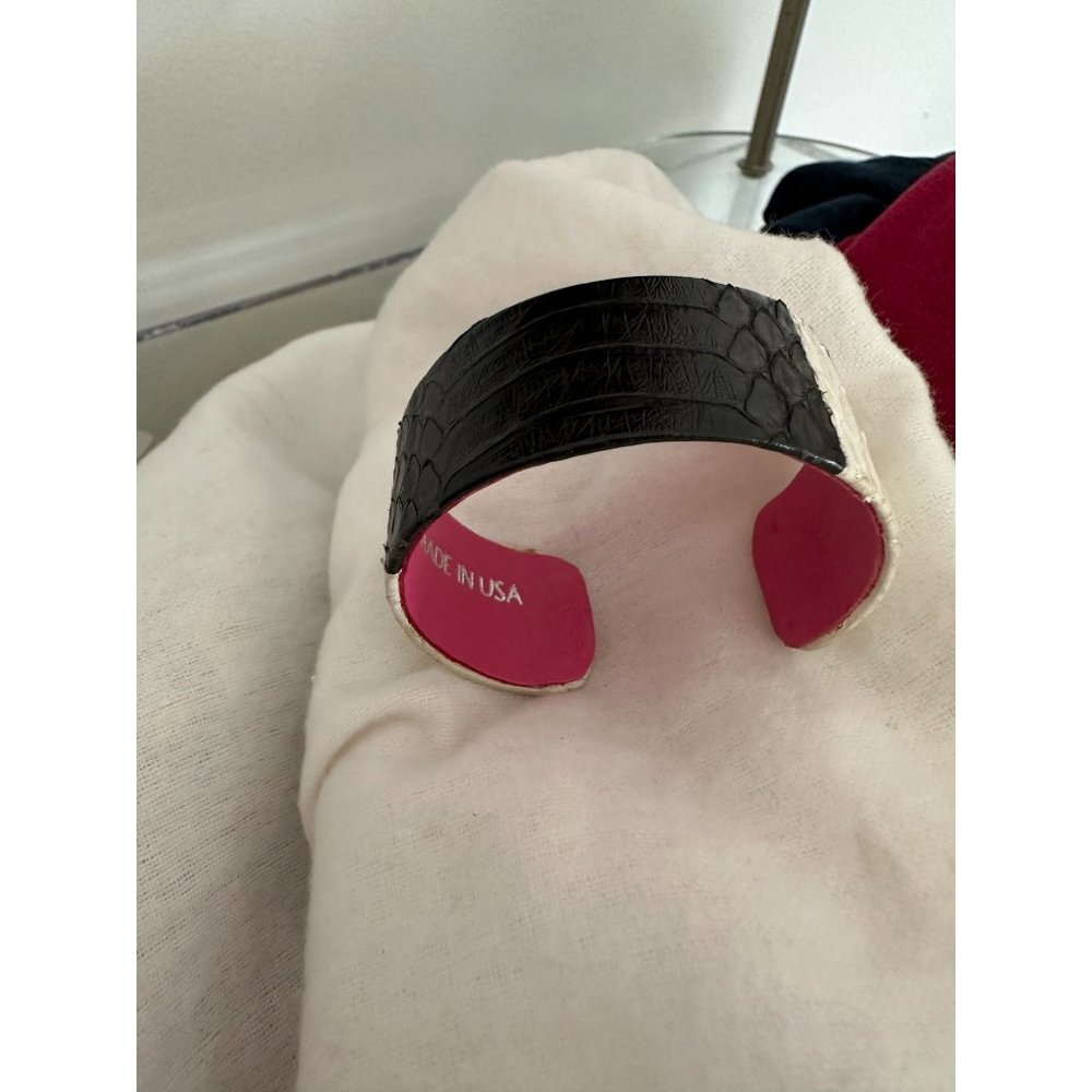 Blu+Baker Exotic Python Cuff Bracelet In Black An… - image 3